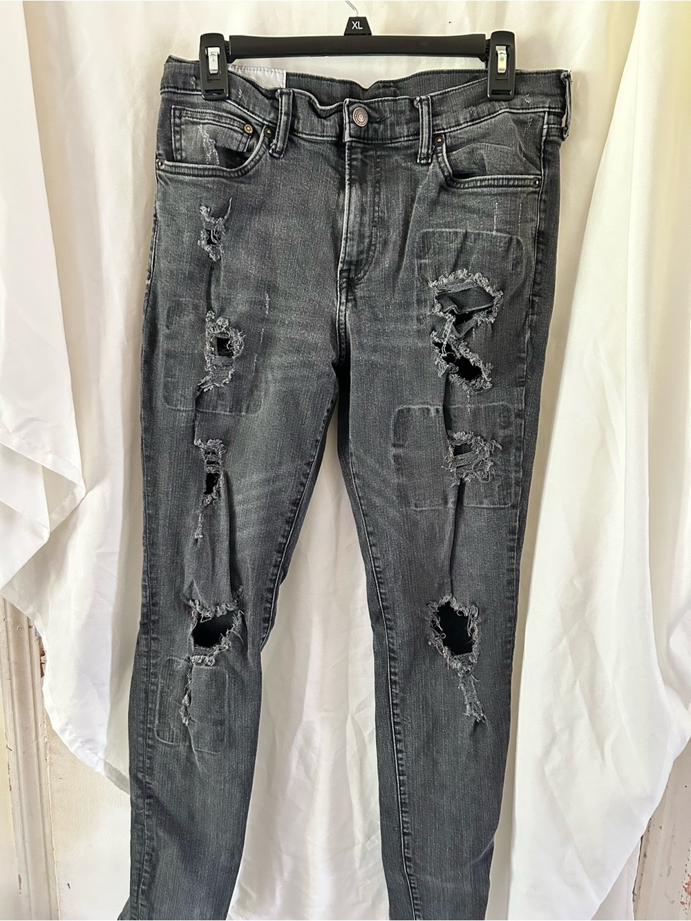 H&M Men's Skinny Ripped Jeans - Washed Gray